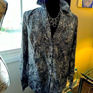 Black and white cotton blouse from Lane Bryant